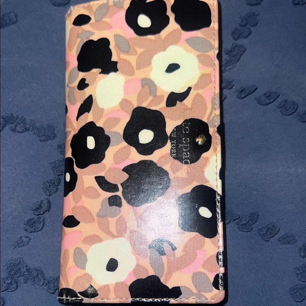 Kate Spade Black and Pink Phone Case with Artistic Floral Design